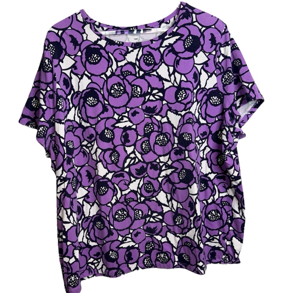 Talbots Purple Floral Print Top